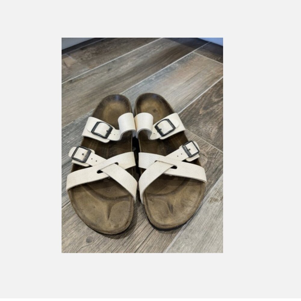Birkis Birkenstock Sandals Womens EU 40 US 9 CREAM Nepal Criss-Cross Stra
